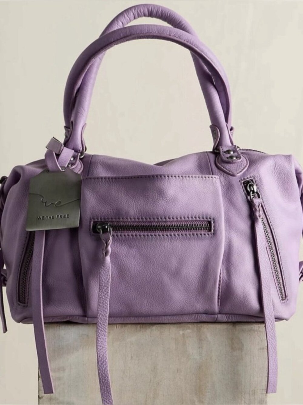 Free People Baby Emerson Satchel Bag Lilac Leather Crossbody NWT